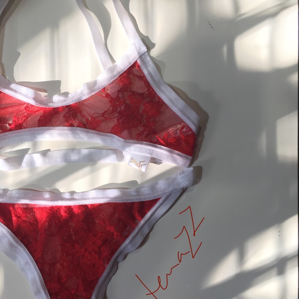 Lace Red White Sheer lingerie